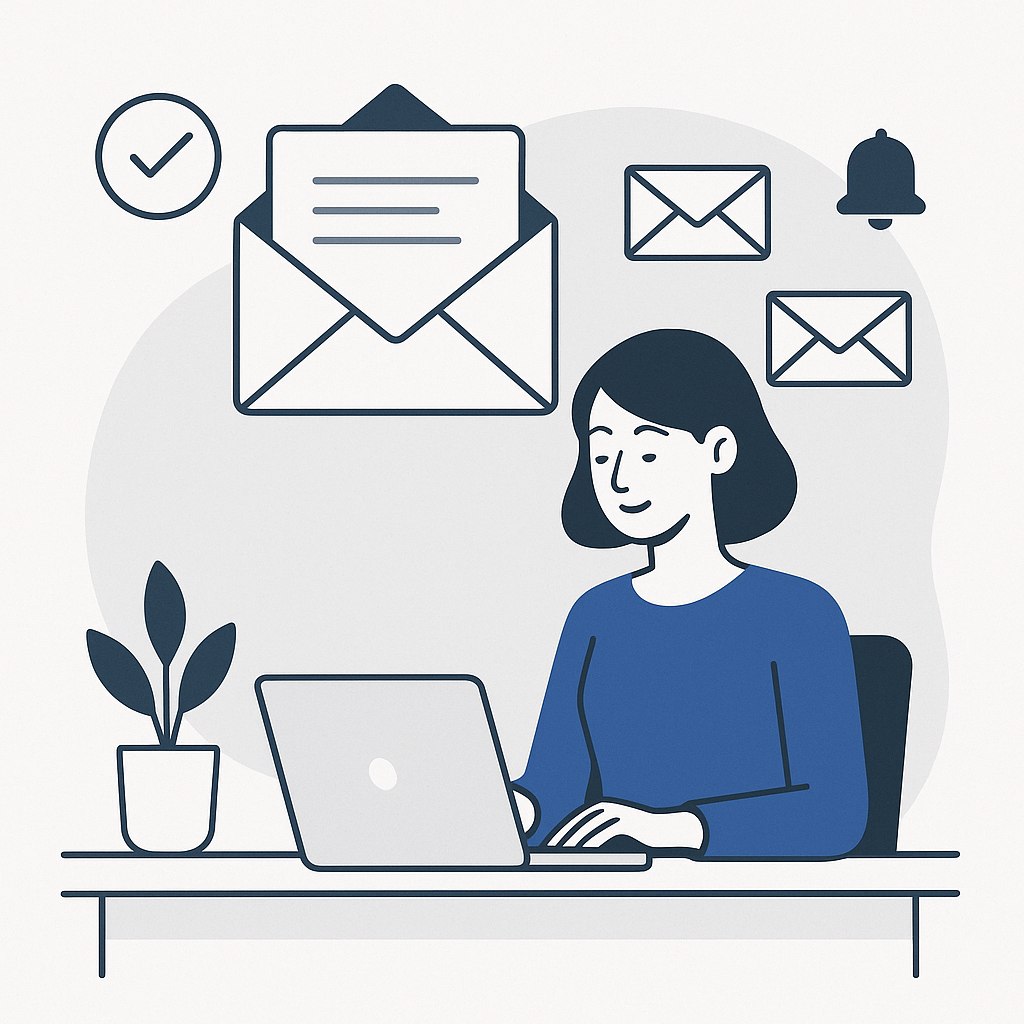 Modern professional focused on a screen, applying smart email management tips for peak productivity.