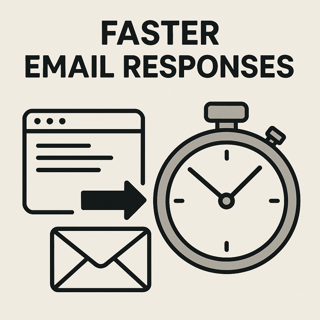 Minimalist illustration explaining key concepts for achieving faster email responses.