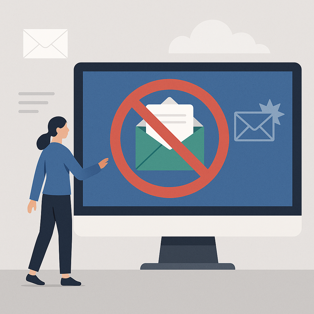 A modern, clean digital interface illustrating how an effective email spam filter keeps your inbox clear and organized.