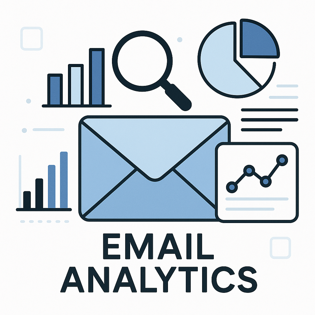 Clean graphic illustrating data visualization and insights for mastering email analytics and optimizing workflow.