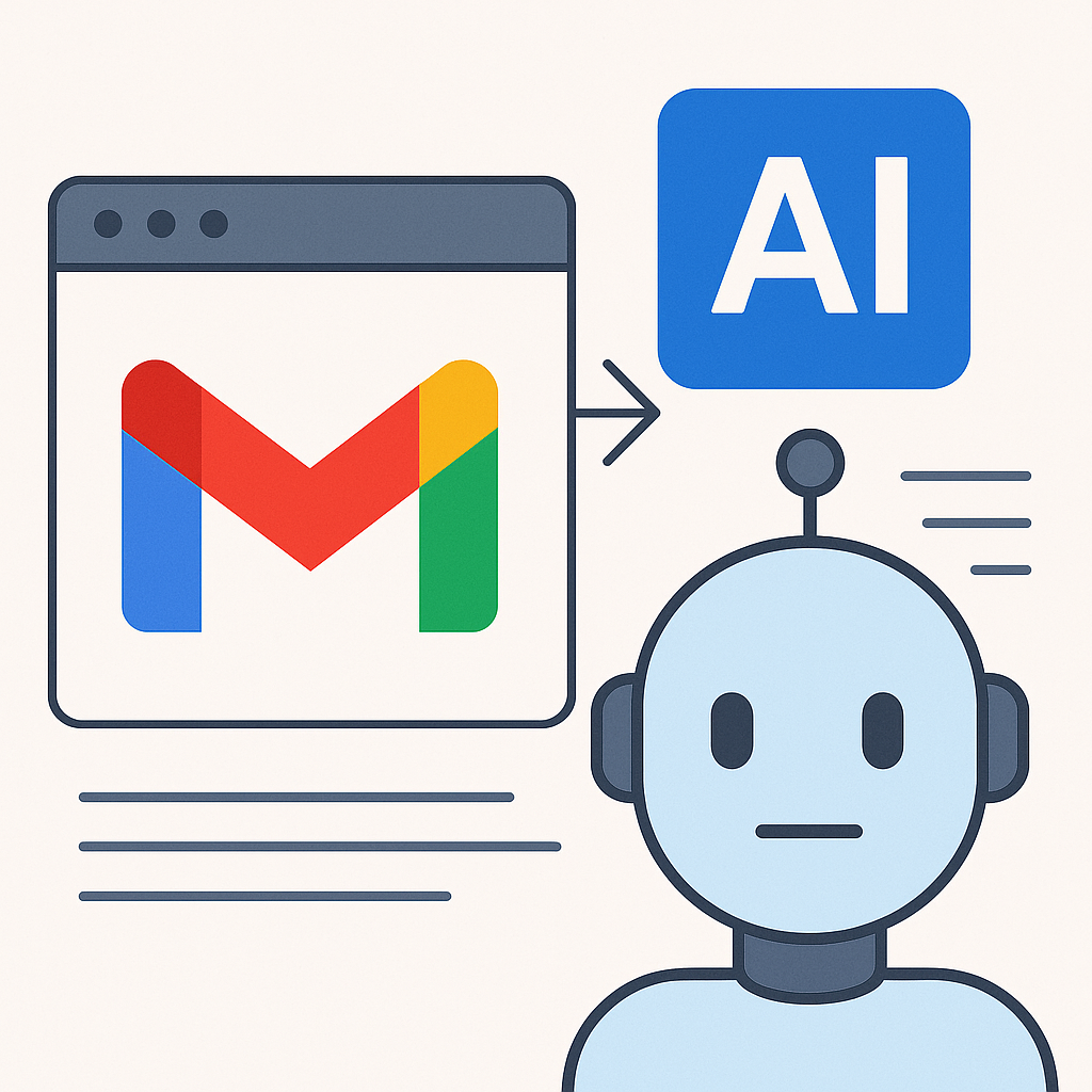 Abstract digital illustration symbolizing efficient inbox management and productivity with Gmail AI.
