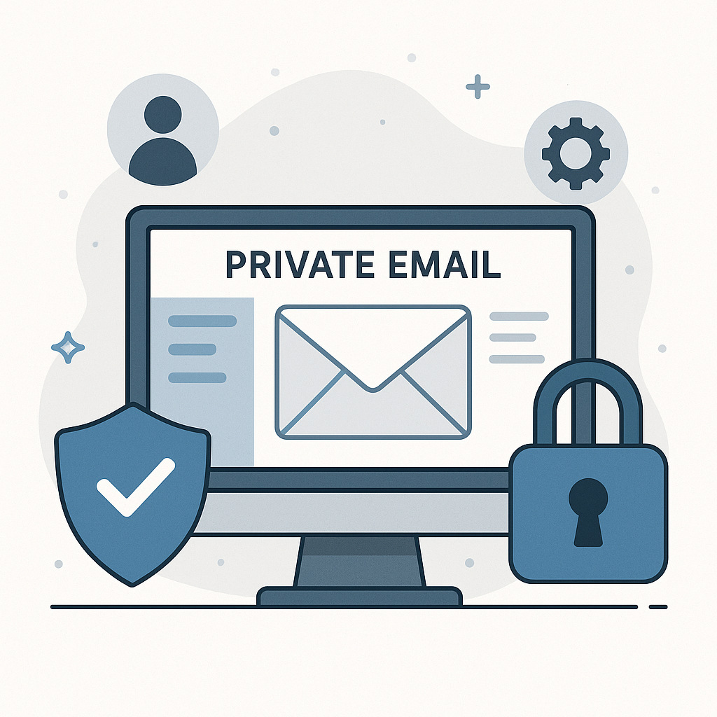 Modern abstract graphic depicting secure data connections, illustrating the robust protection offered by private email providers.