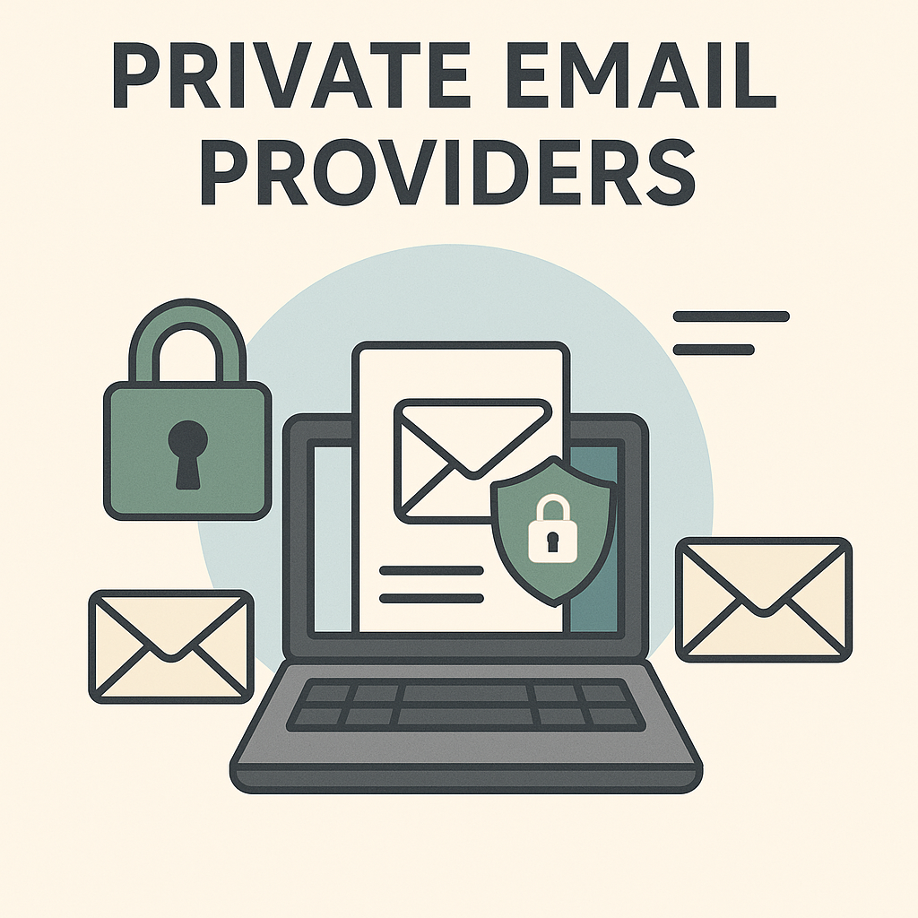 Visual concept of secure, encrypted communication via top private email providers for enhanced data privacy.