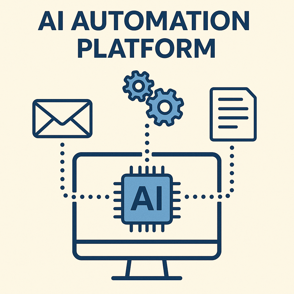 Minimalist illustration explaining an AI automation platform's role in efficient email workflow automation.