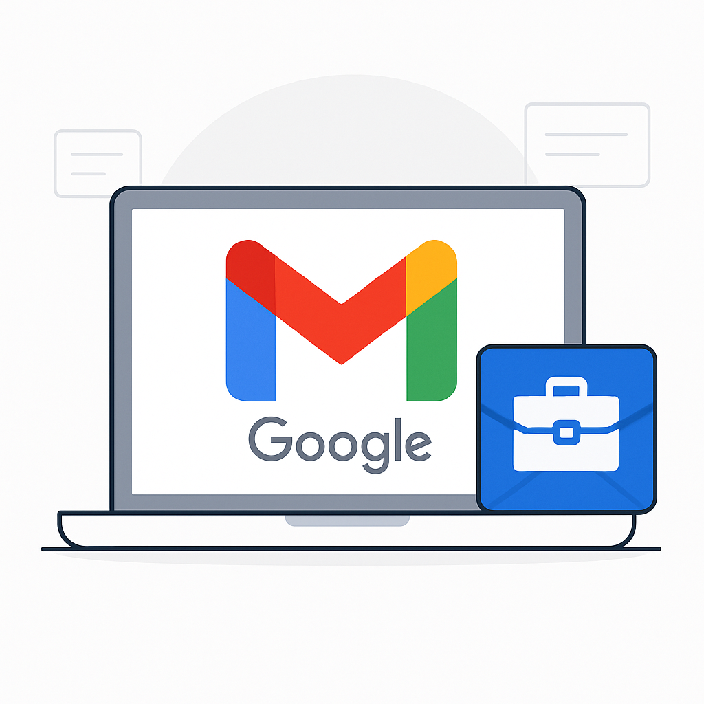 A professional uses a laptop in a modern office, symbolizing efficient google email for business productivity and management.