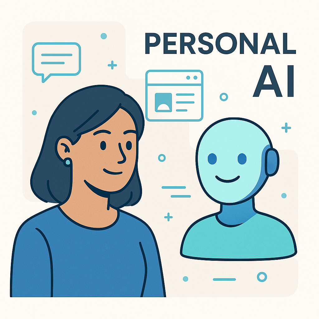 Sleek, modern graphic illustrating the power of personal AI to streamline digital communication and boost productivity.