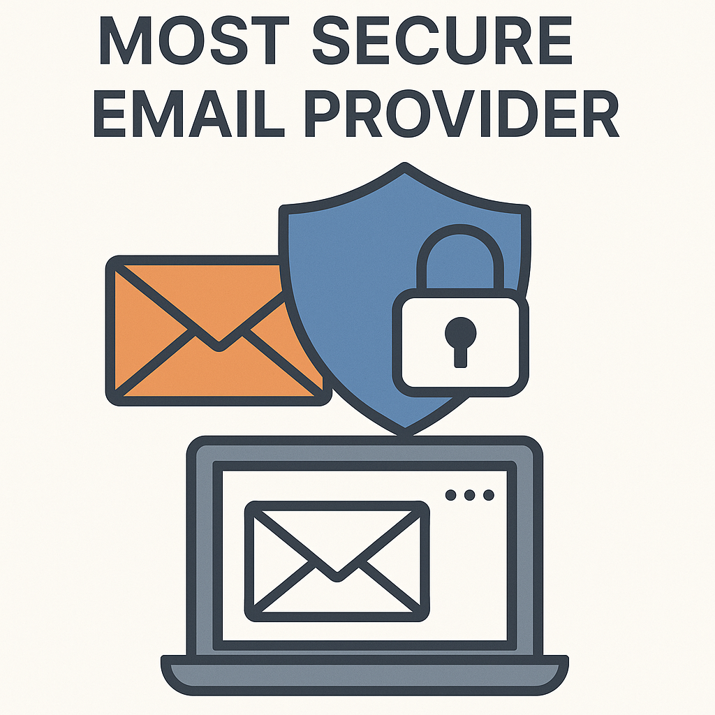 Illustration explaining how to choose the most secure email provider, highlighting AI and encryption.