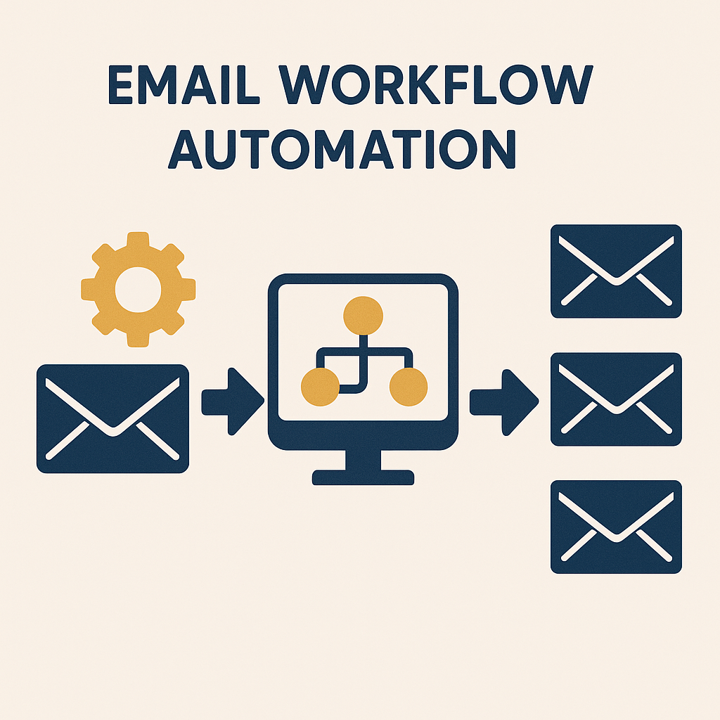 Visual guide to efficient email workflow automation, depicting automated processes and improved inbox management.