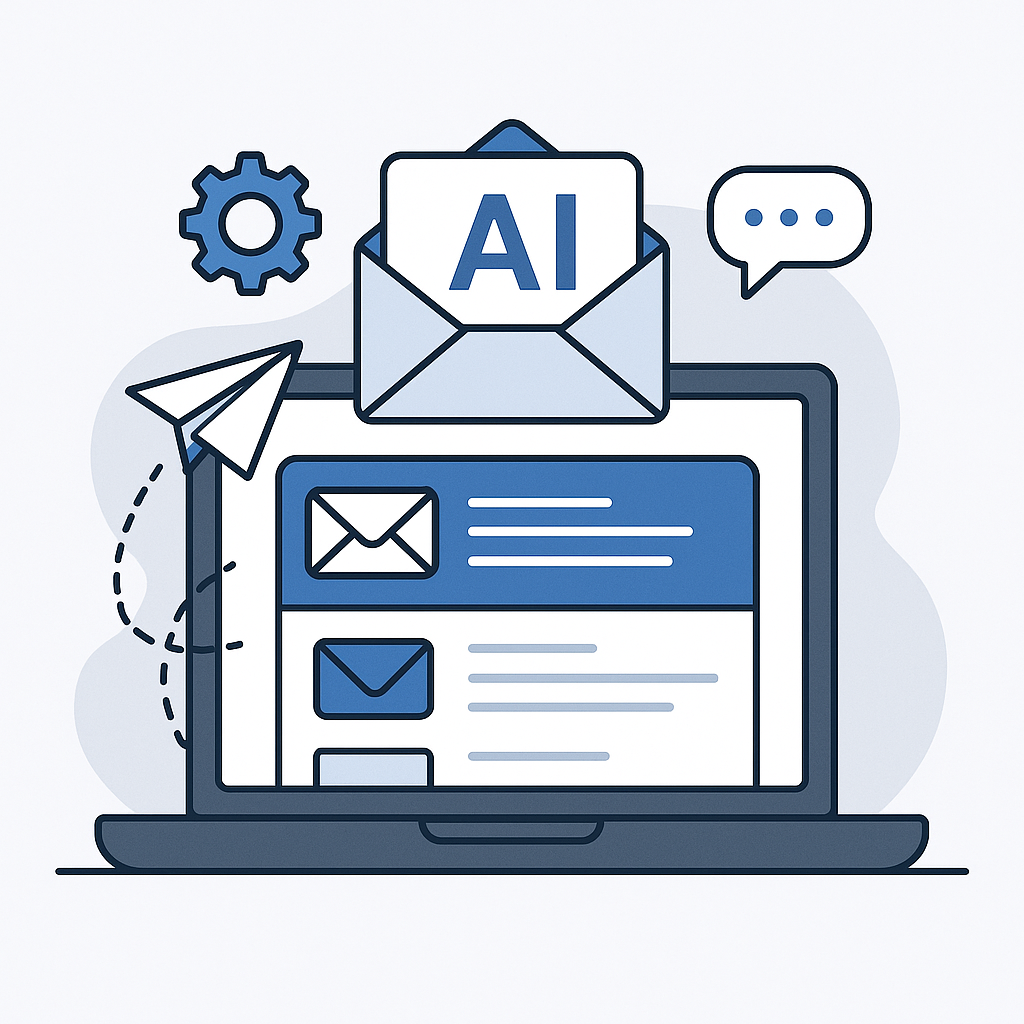 Modern digital interface illustrating the streamlined power of AI email automation for efficient inbox management.