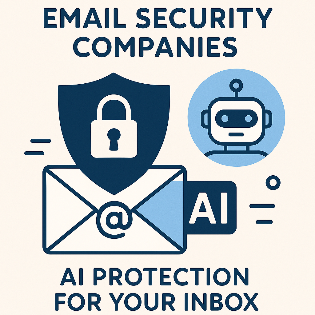Informative illustration of email security companies providing AI email protection for inbox security.