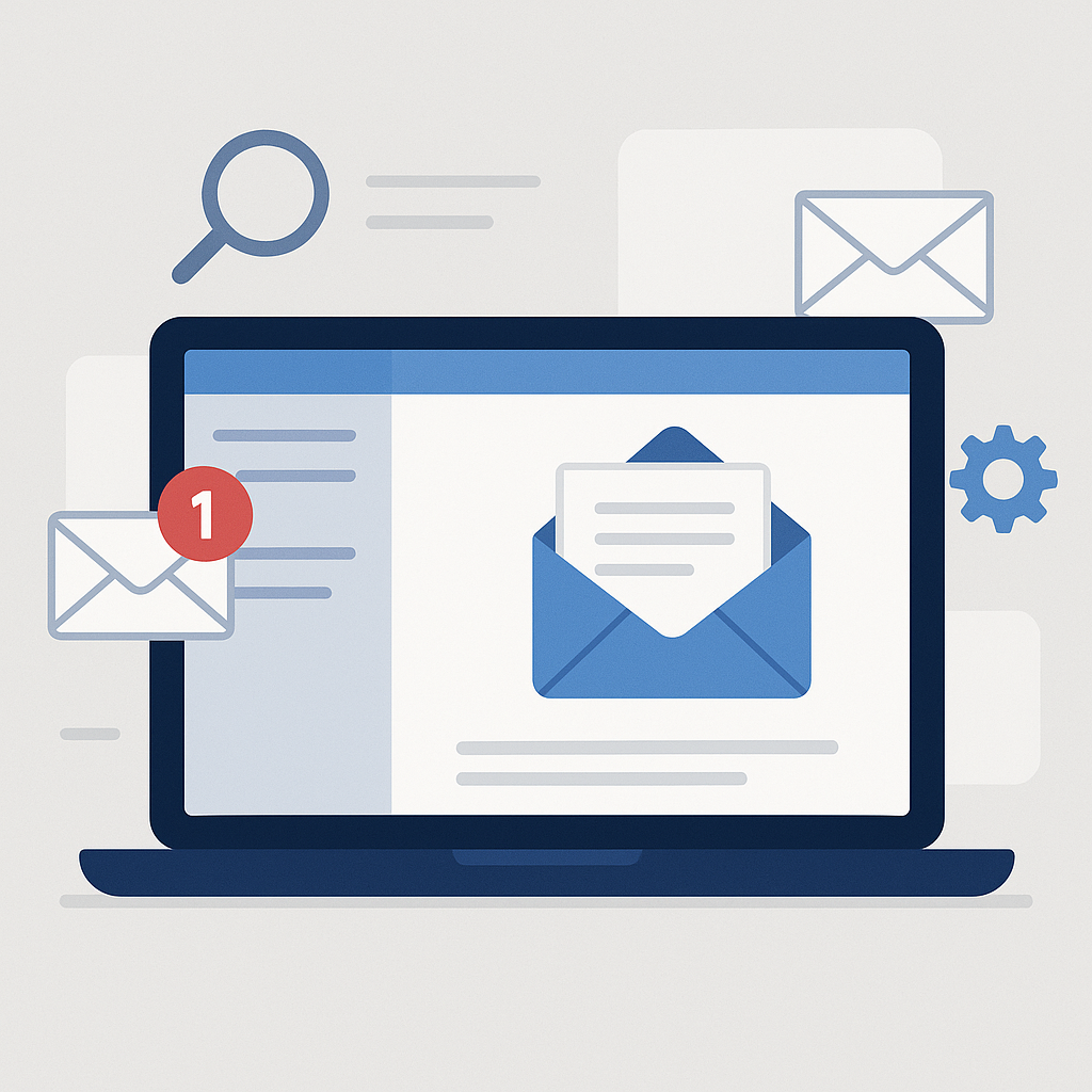 A person looking calm and productive, efficiently managing their digital workspace with an email management program.