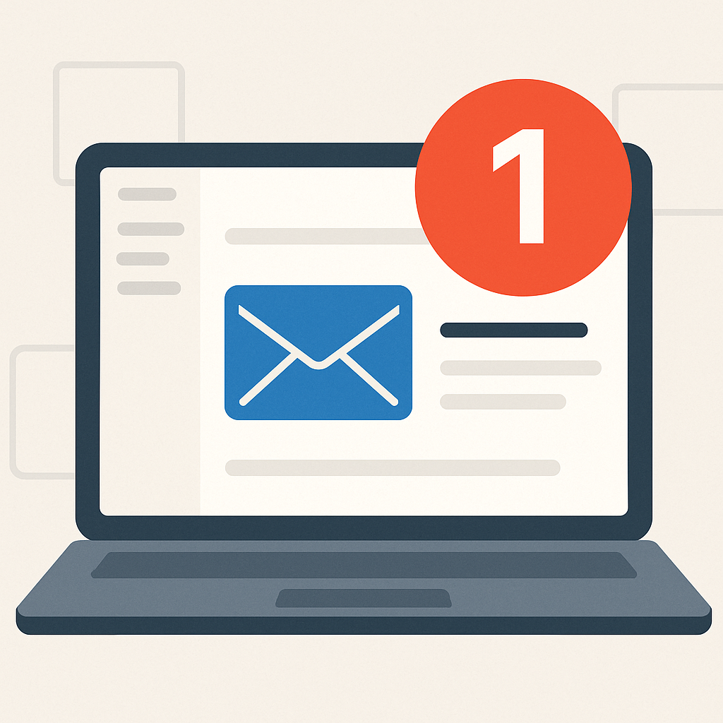 Modern, clean graphic symbolizing efficient email inbox management and digital organization.