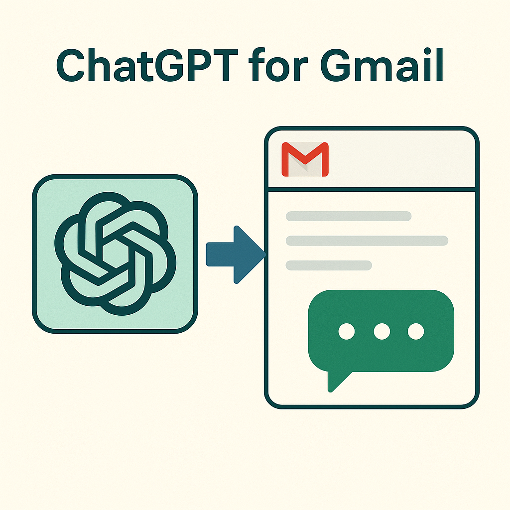 Illustration of ChatGPT for Gmail assisting with AI email drafting and productivity.
