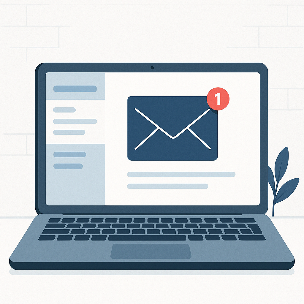 Modern visual of AI assisting with work email management for enhanced productivity.