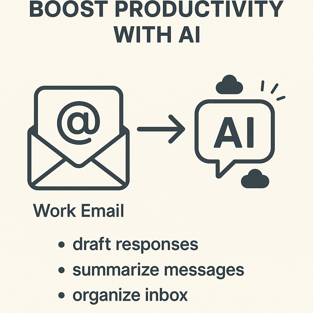 Boost work email productivity with AI: an illustration of smart inbox management.