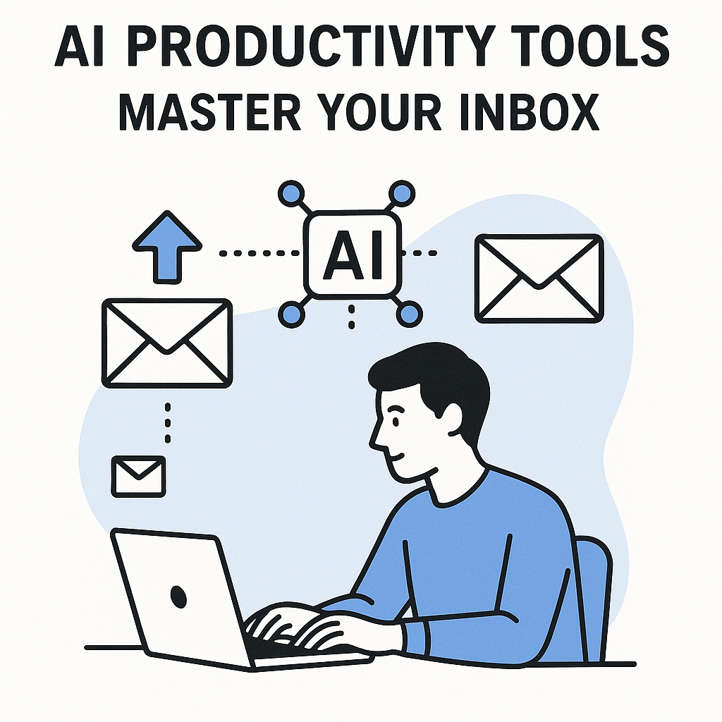 Master your inbox with AI productivity tools: illustration of smart email management.