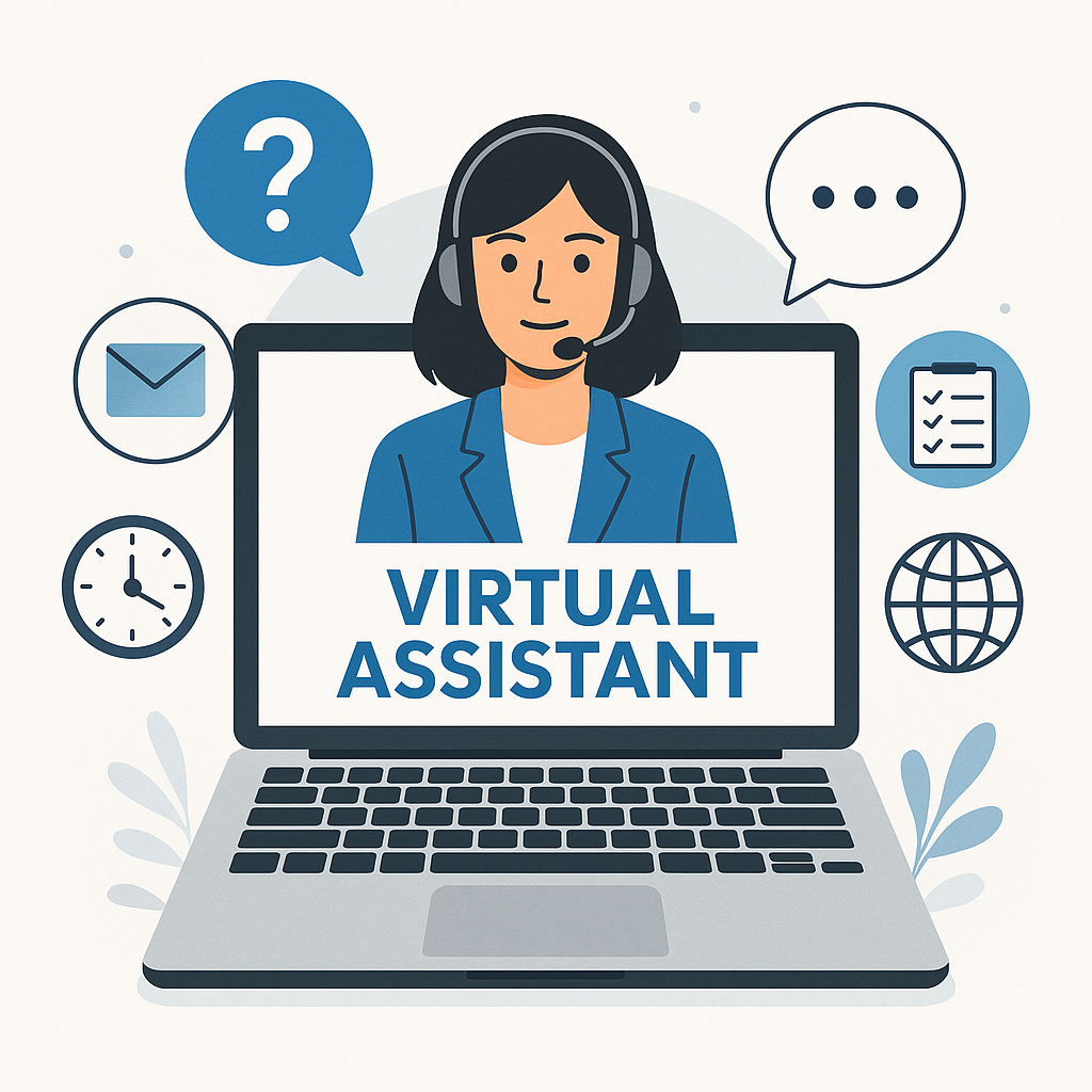 Modern graphic illustrating best virtual assistant services for efficient email management and productivity.