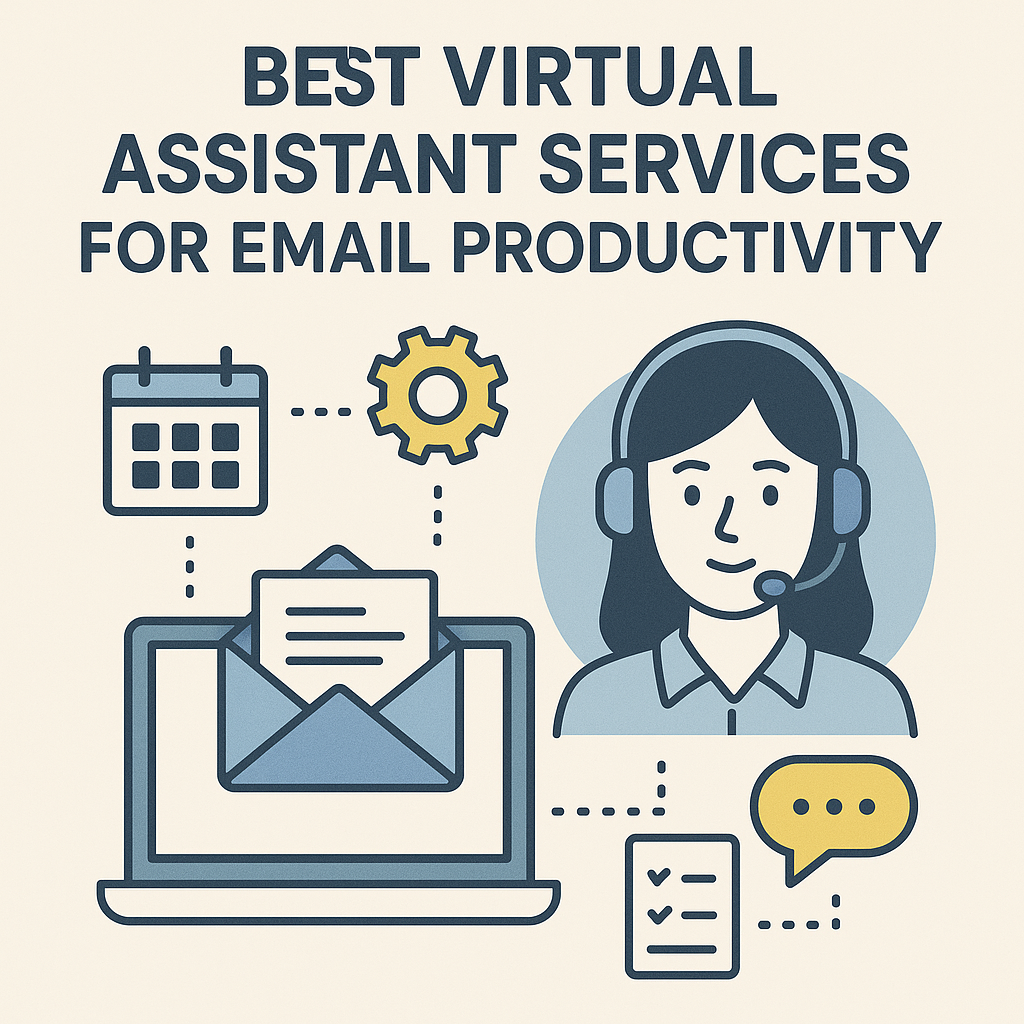 Illustration of best virtual assistant services streamlining email management and boosting inbox productivity.