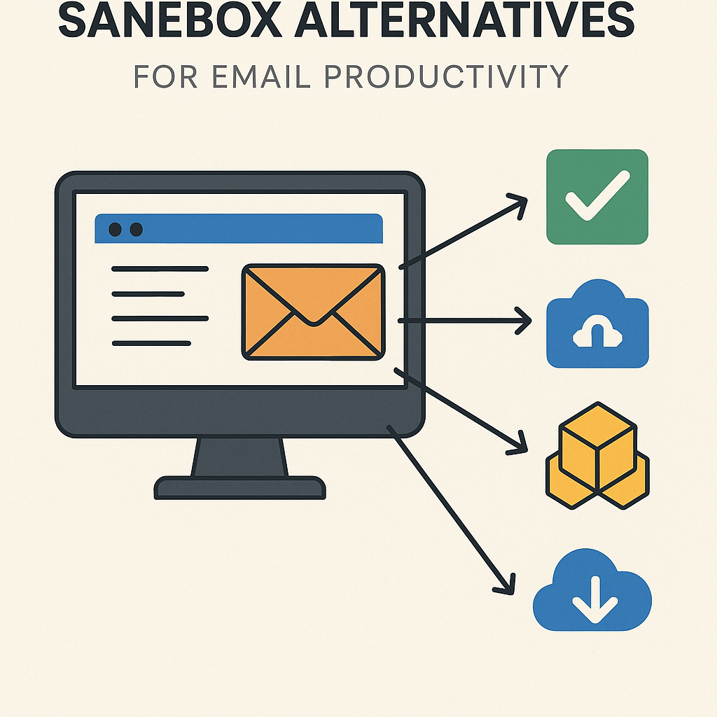 Illustration of top SaneBox alternatives for streamlined email productivity and inbox zero.