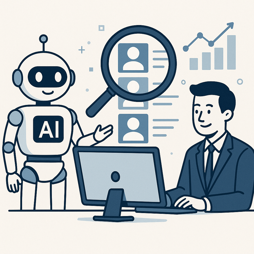 Modern visual representing AI for sales prospecting, boosting B2B lead generation and revenue.