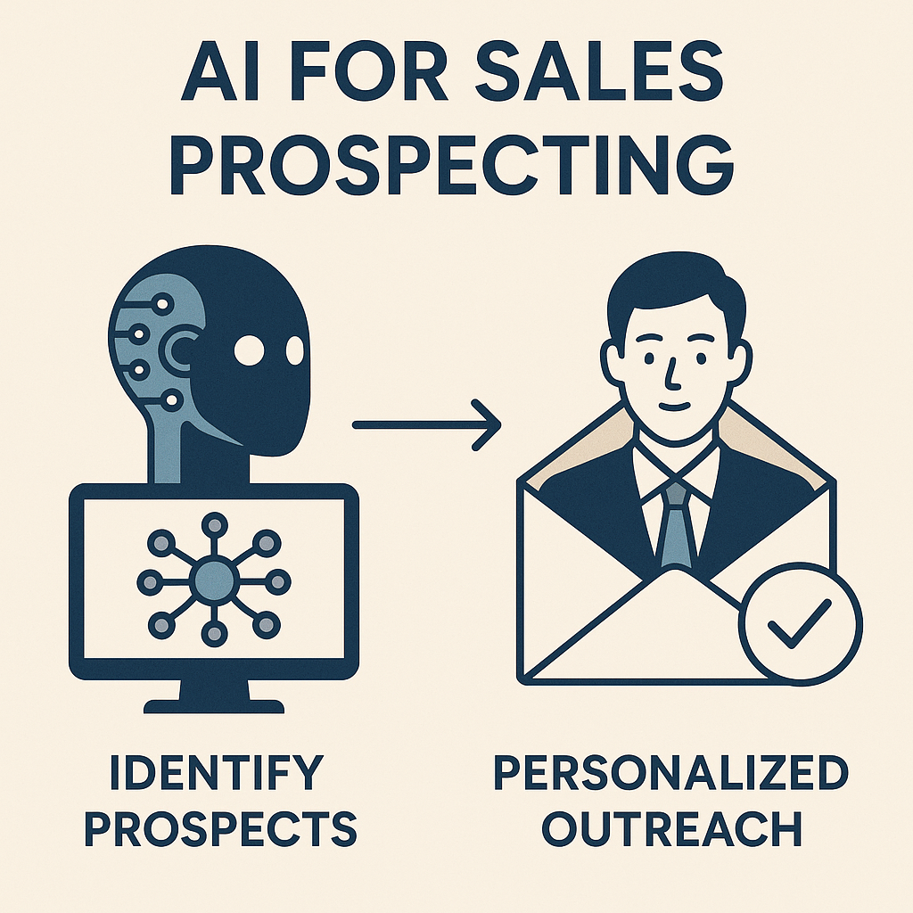 Illustration of ai for sales prospecting using intelligent email automation and personalization.