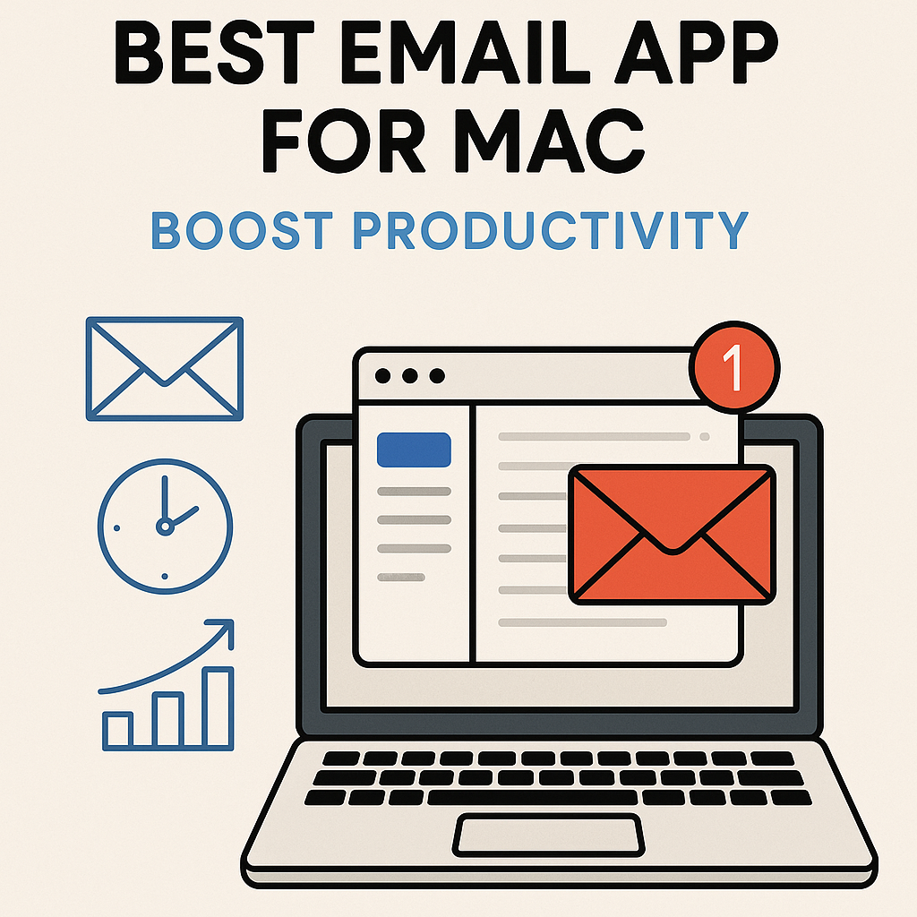 Illustration of the best email app for Mac with features for inbox organization and AI productivity.