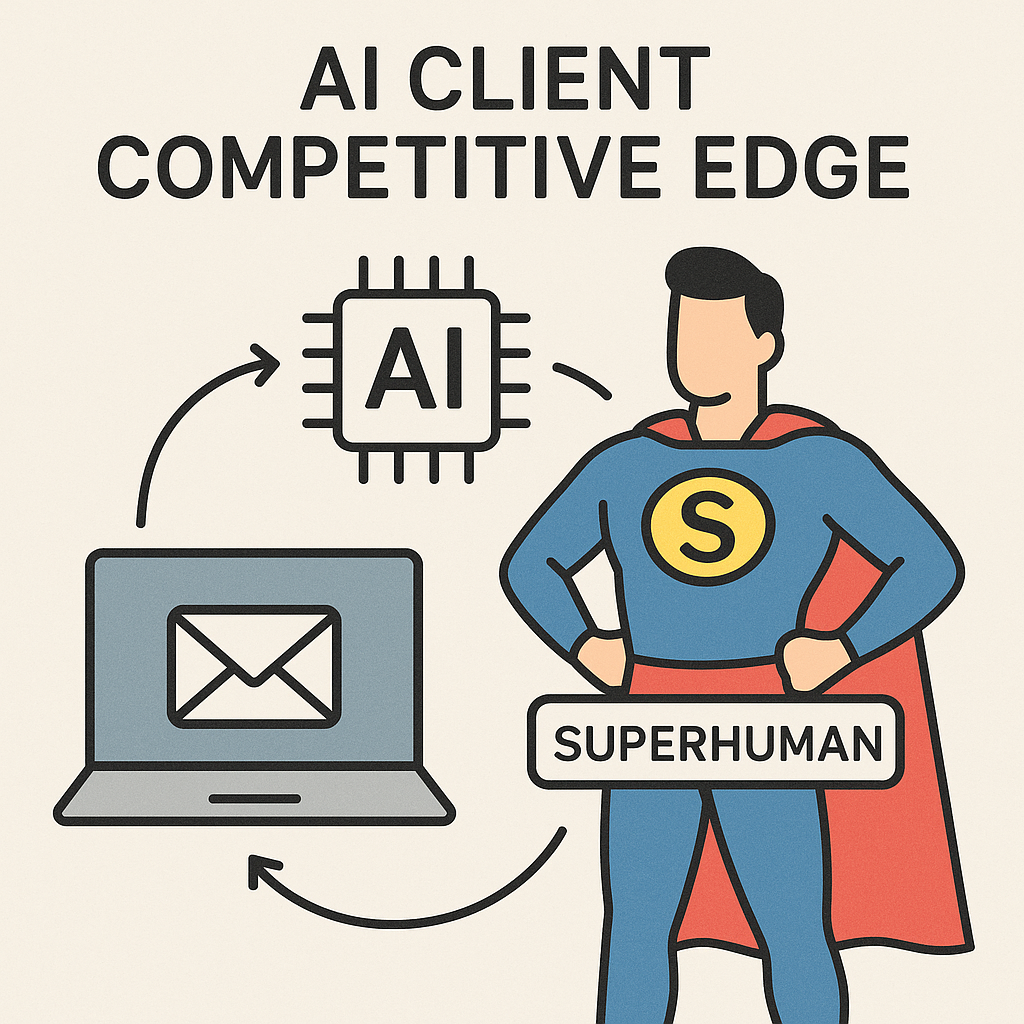 Super human email productivity: AI client illustration for competitive advantage.