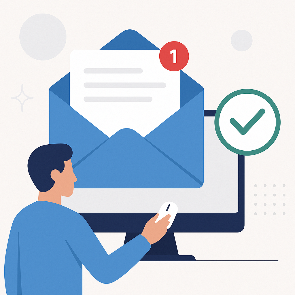 Modern graphic showing a clutter-free inbox managed by an email inbox cleaner.
