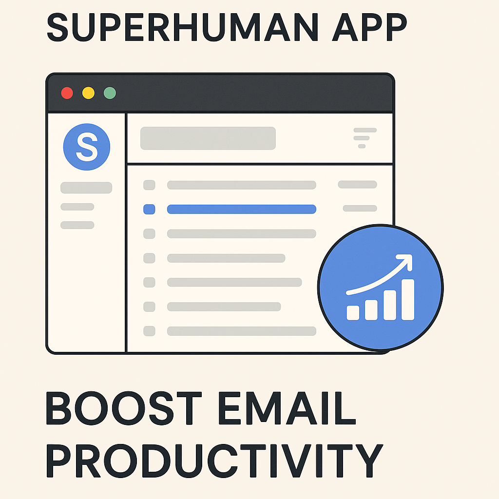 Superhuman app illustration demonstrating enhanced email productivity and competitor insights.