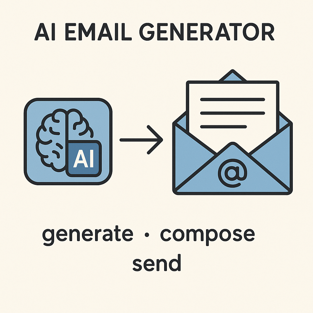 Minimalist illustration showing an AI email generator automating tasks for better inbox productivity.