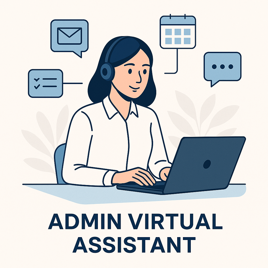 Modern admin virtual assistant streamlining inbox with AI for business email organization.