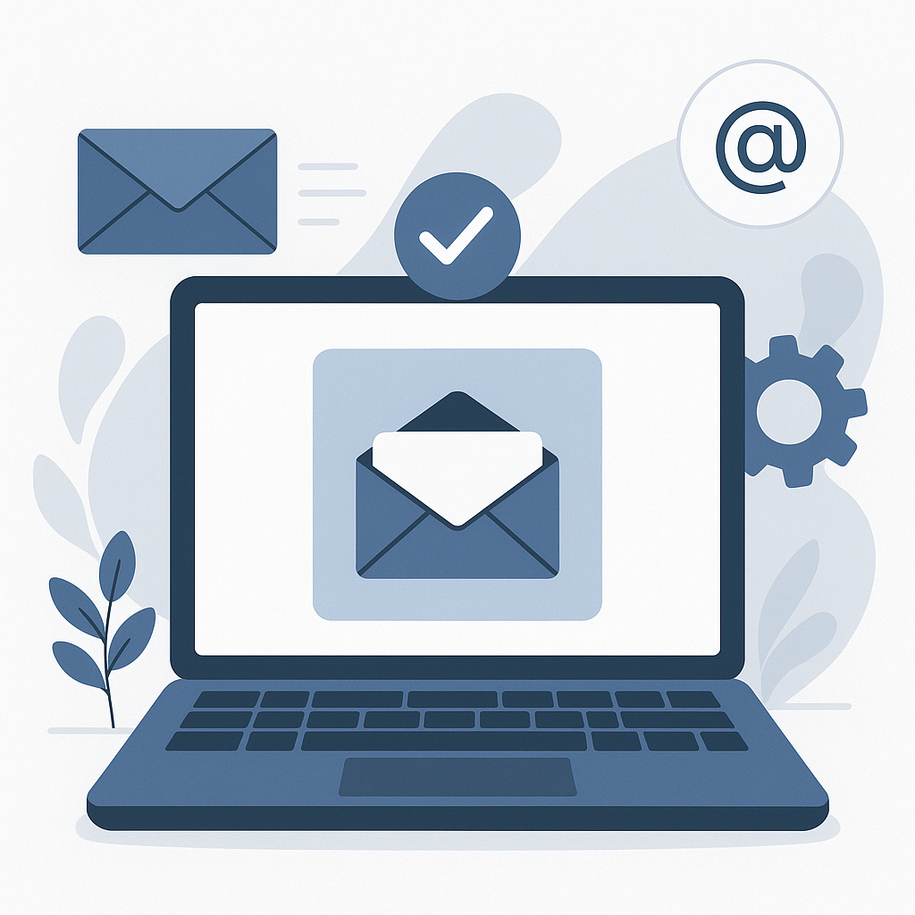 Modern graphic representing AI email solutions for smart inbox management.