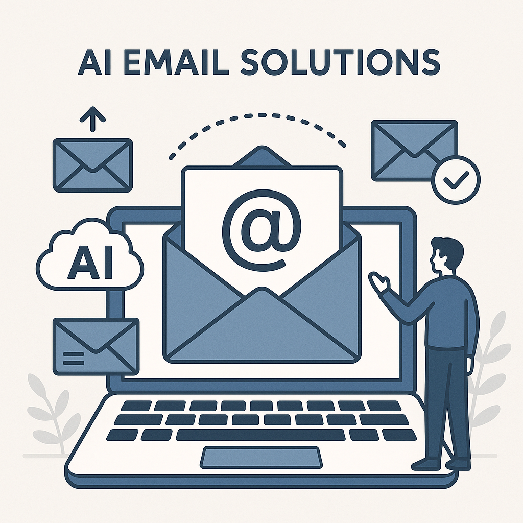 Smart AI email solutions illustration for efficient inbox management and enhanced productivity.