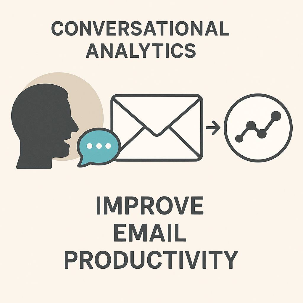 Conversational analytics illustration explaining how AI boosts email productivity and insights.