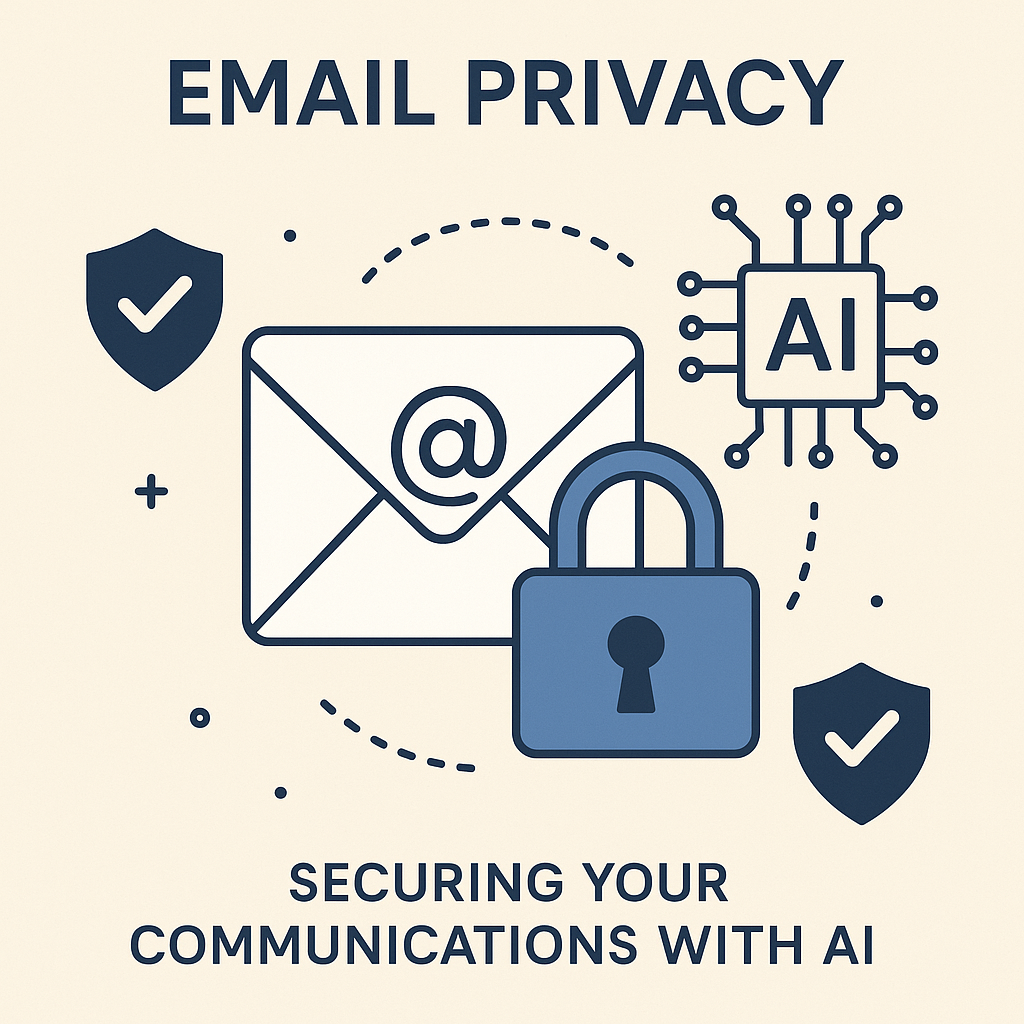 AI securing email privacy: A minimalist visual of protected digital communications.