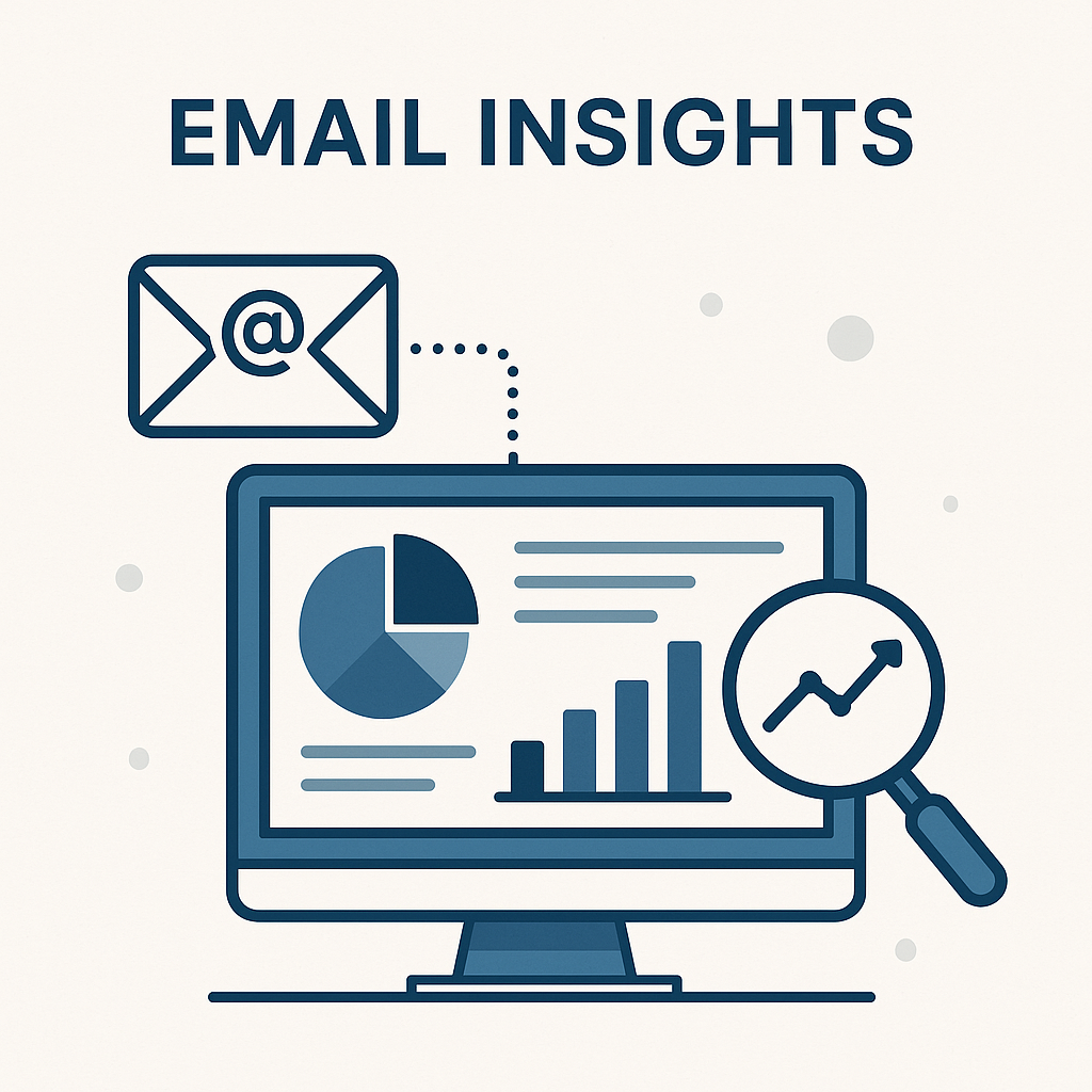 Illustration of email insights from inbox data, guiding data-driven decision making.