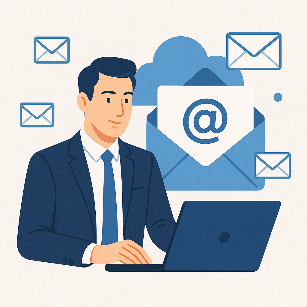 Modern graphic representing a top business email service provider for enhanced productivity.