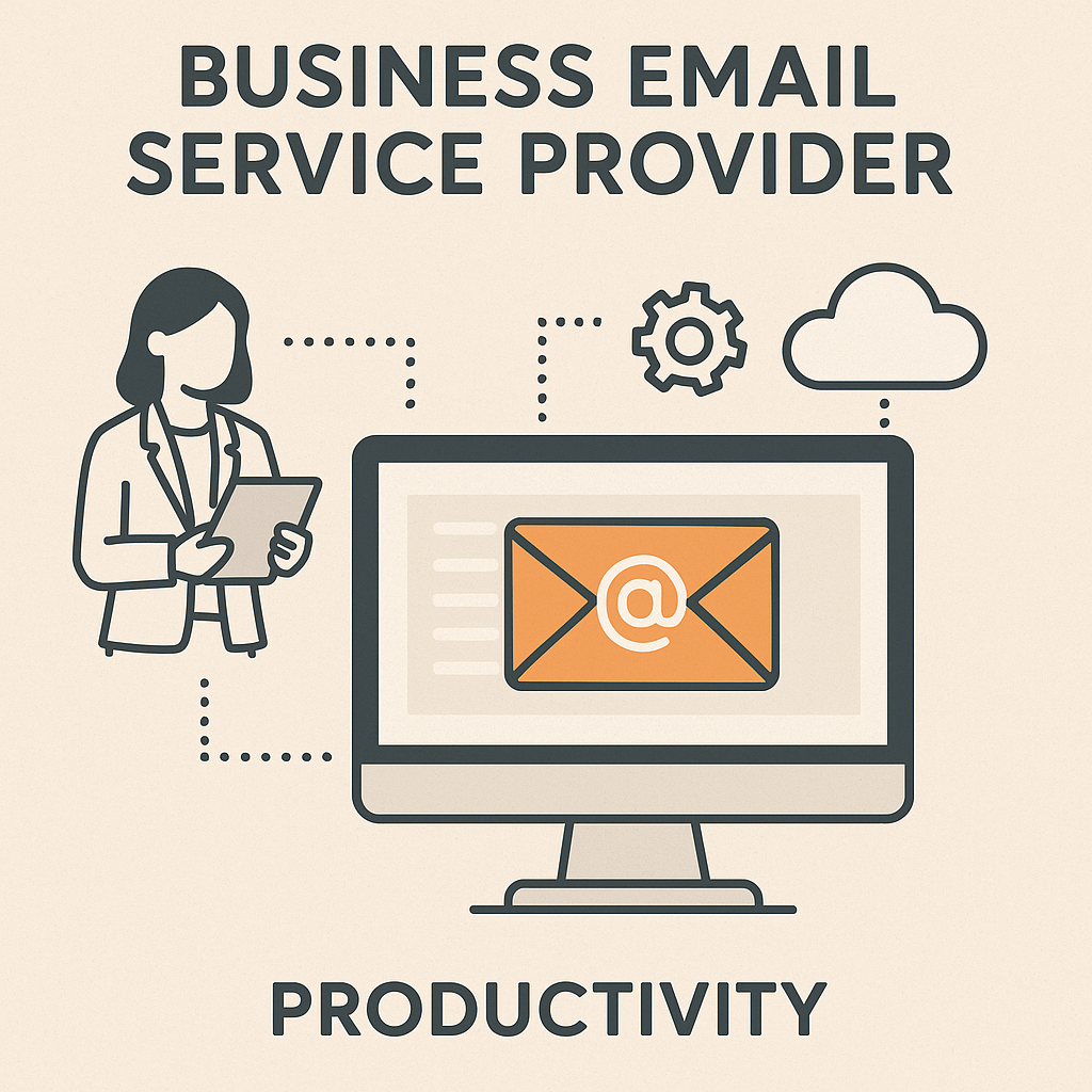 Business email service provider illustration explaining productivity benefits.