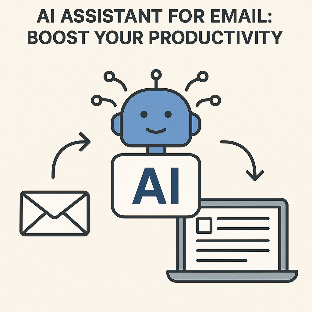 Illustration of an artificial intelligence assistant optimizing email workflow for boosted productivity.