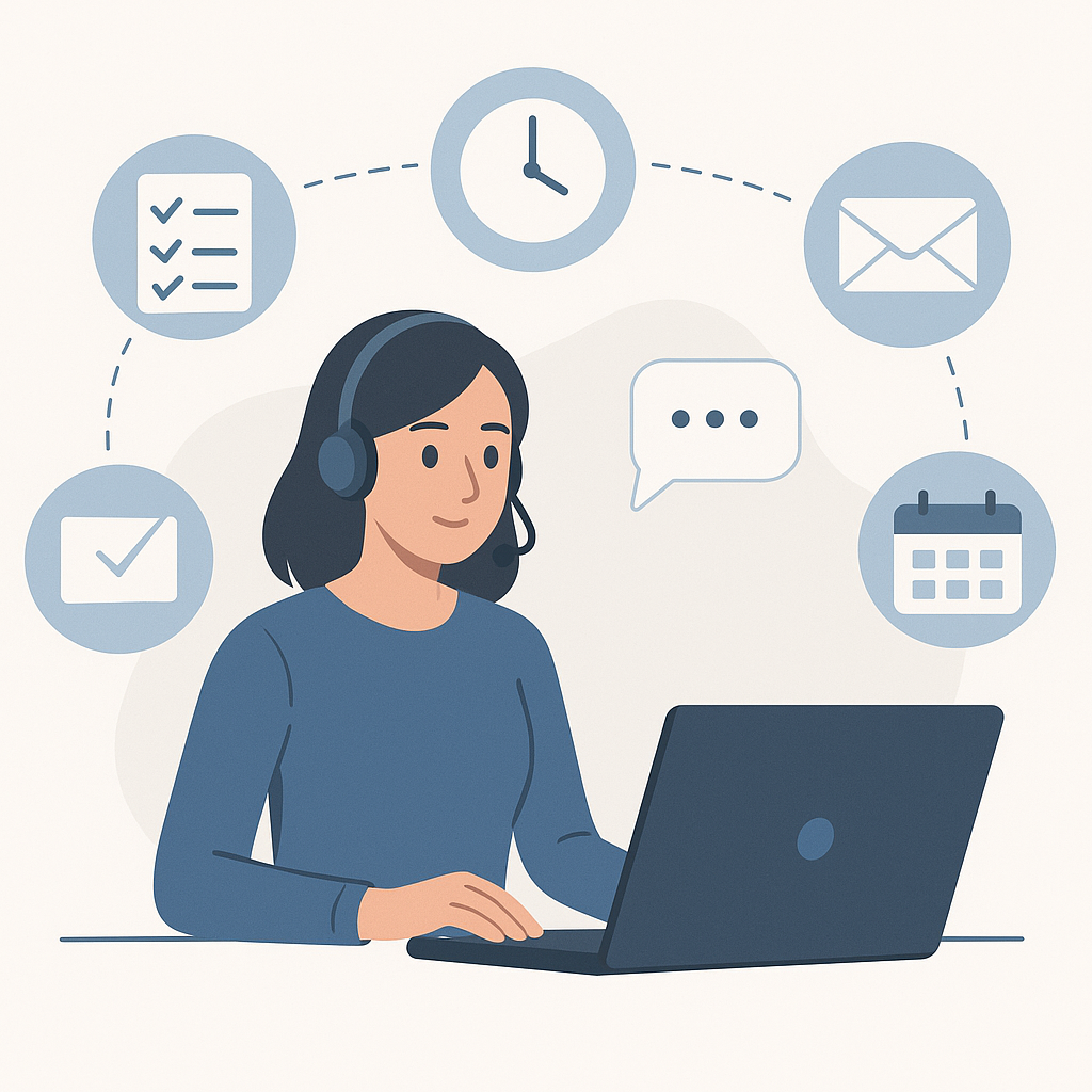 Efficient virtual assistant tasks for organized email management.