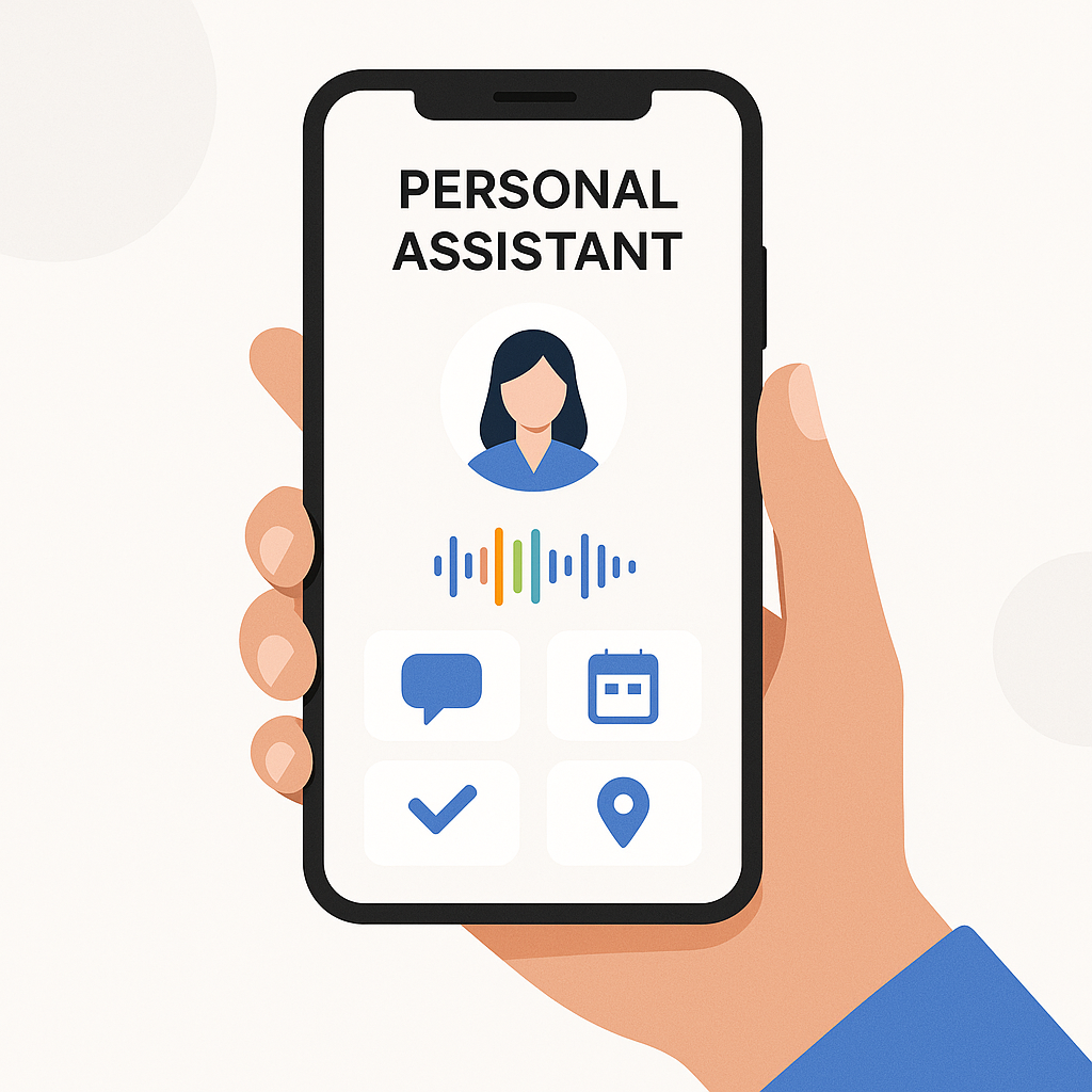 Modern personal assistant app interface showcasing AI email management and smart inbox features.