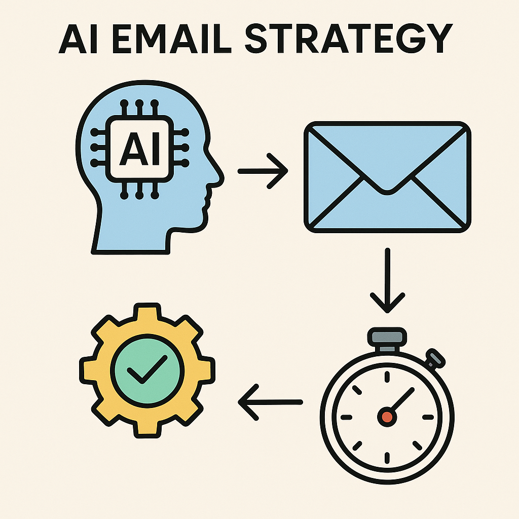 Illustration of AI email strategy concept for boosting communication efficiency and inbox management.