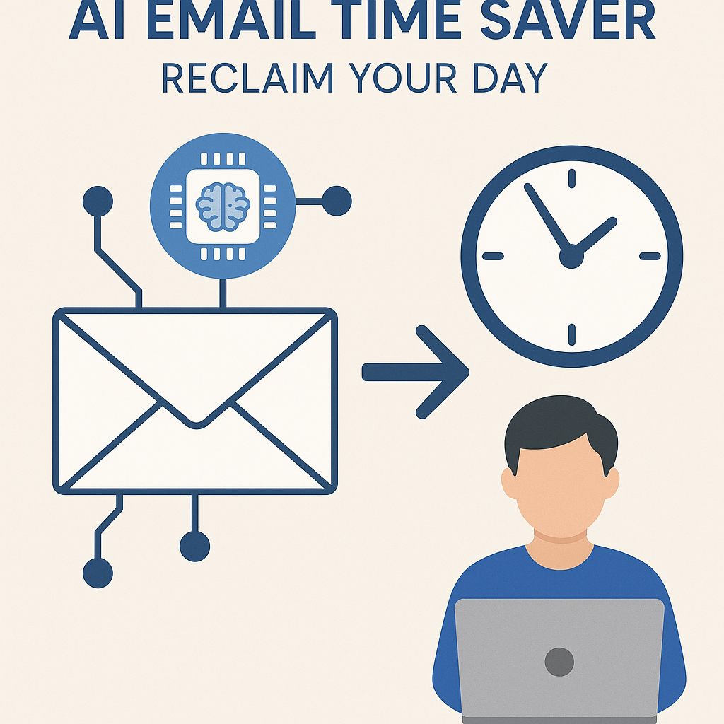 Illustration of an ai email time saver organizing emails to boost productivity.