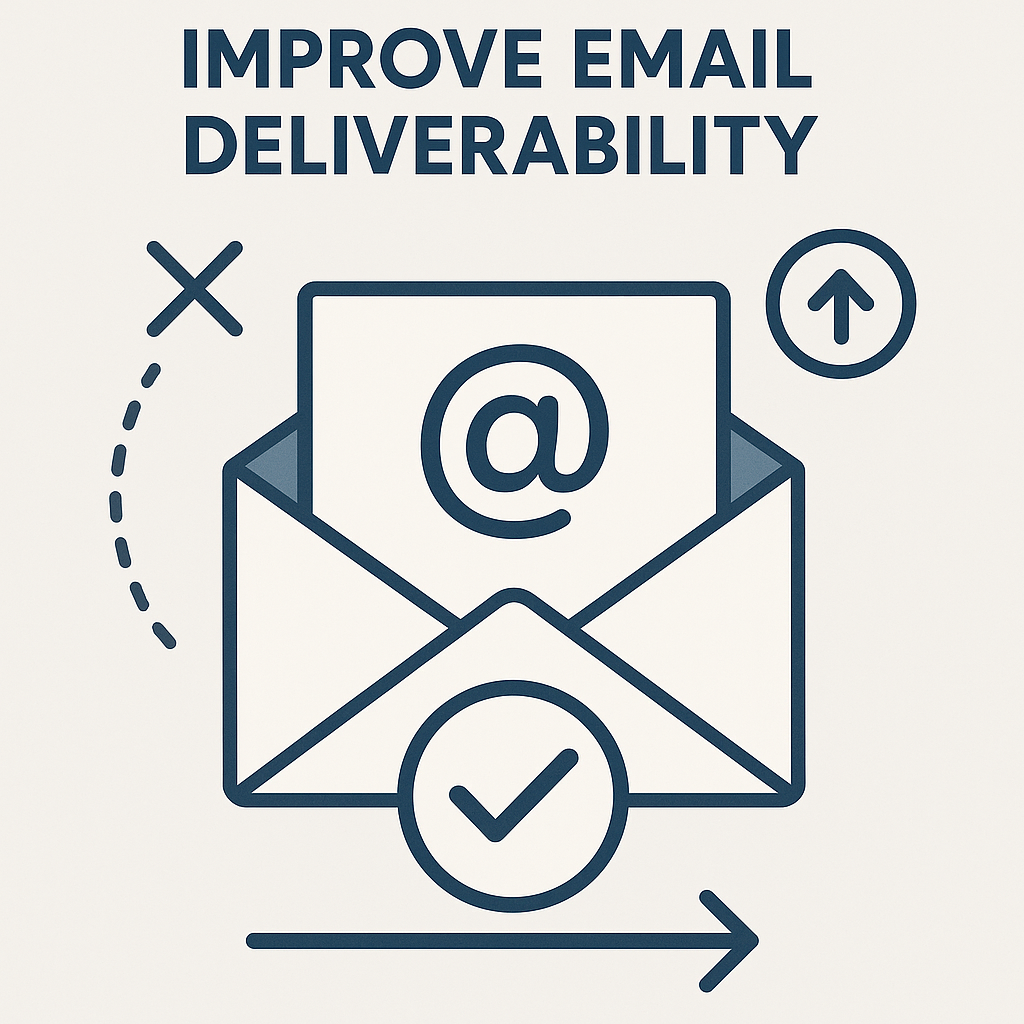Illustration explaining how to improve email deliverability for better inbox placement.