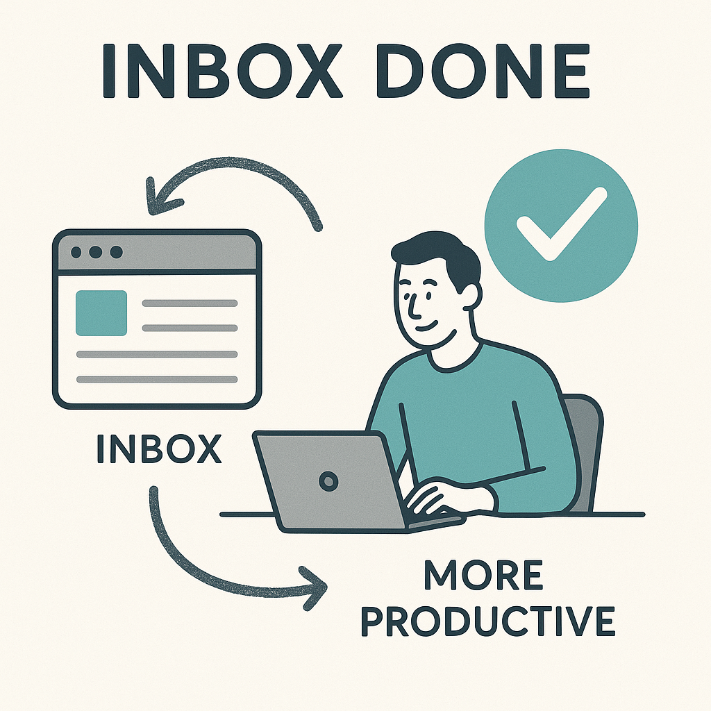 Achieve inbox done: Minimalist illustration of email management strategies for peak productivity.