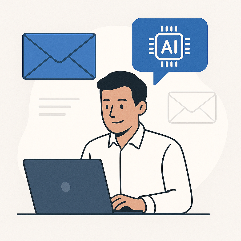 Visual representation of AI email management, streamlining workflows and reducing inbox clutter.