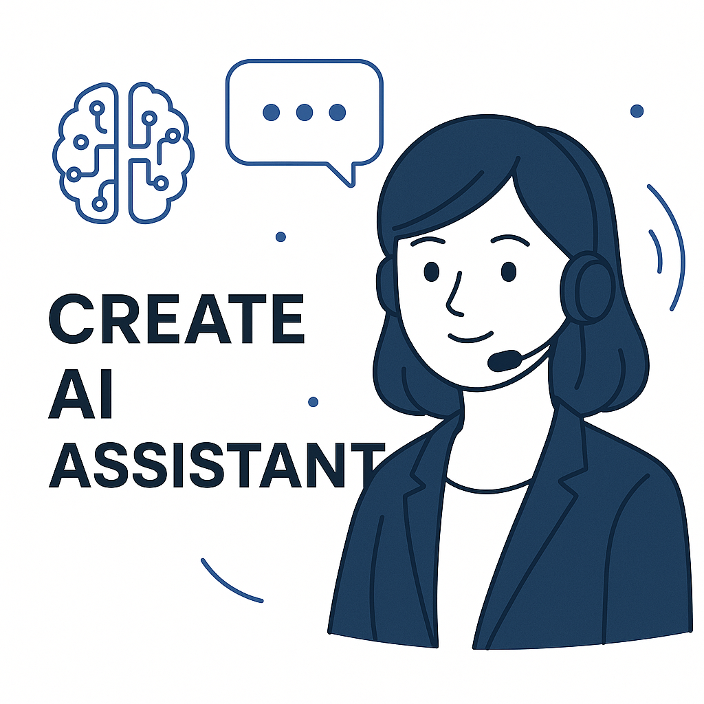 Modern graphic illustrating how to create an AI assistant for smart email management and productivity.