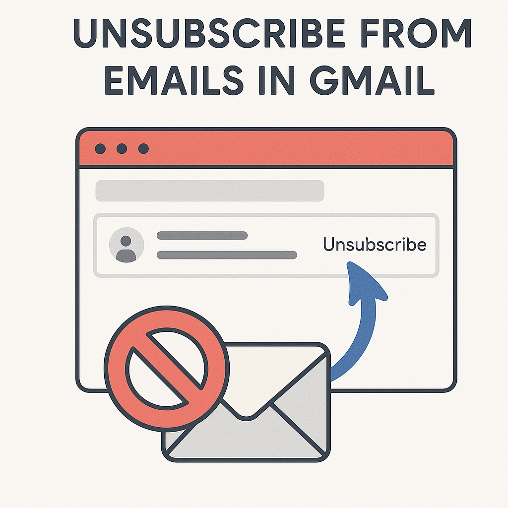 Illustration showing how to unsubscribe from emails gmail and manage subscriptions.