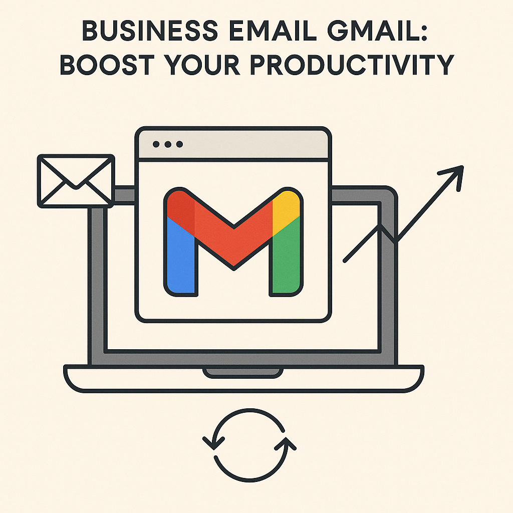 Business email gmail productivity illustration: minimalist design showing organized inbox and efficient task management.