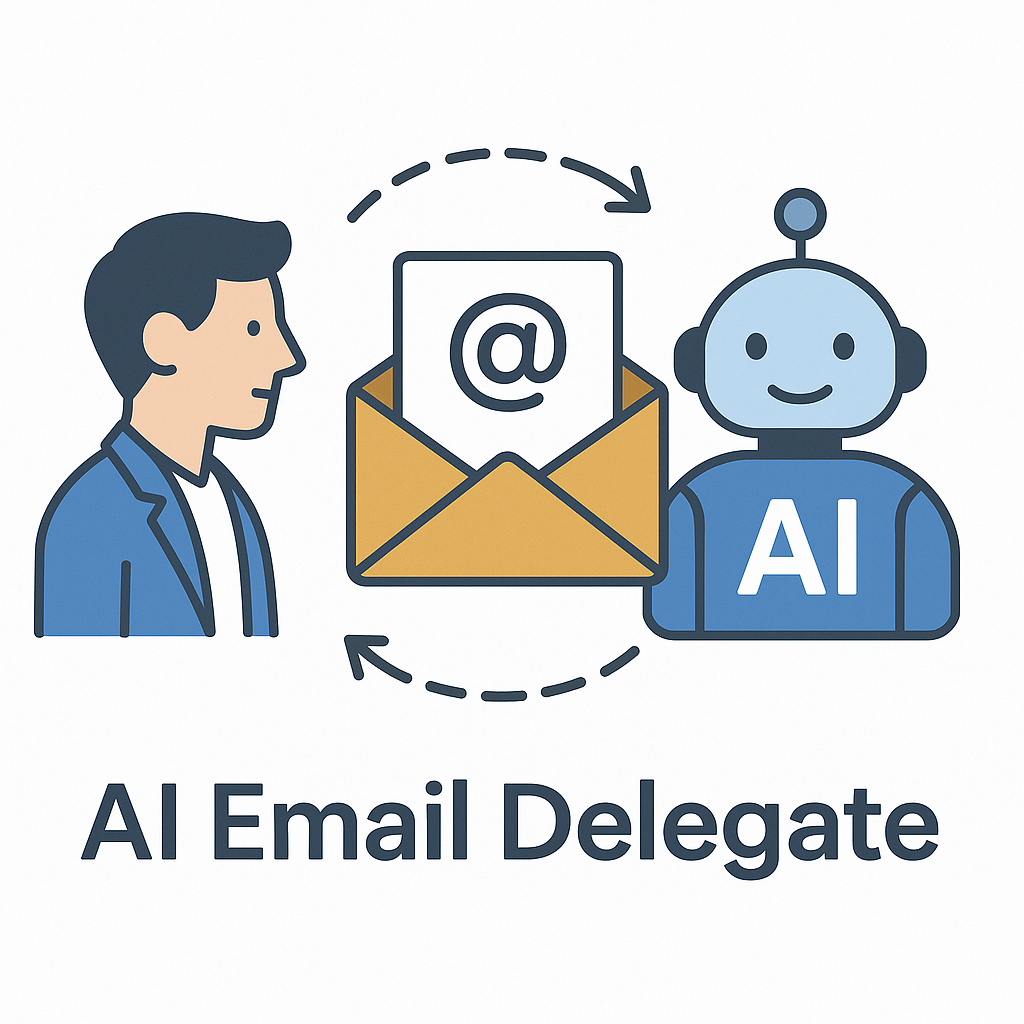 AI email delegate icon automating inbox tasks for smart email management.